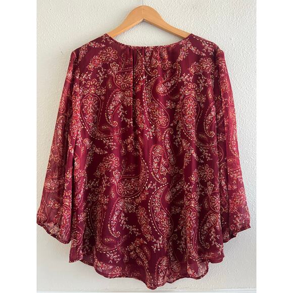 St. John’s Bay paisley print blouse tasseled size XL boho flowy - Picture 2 of 9